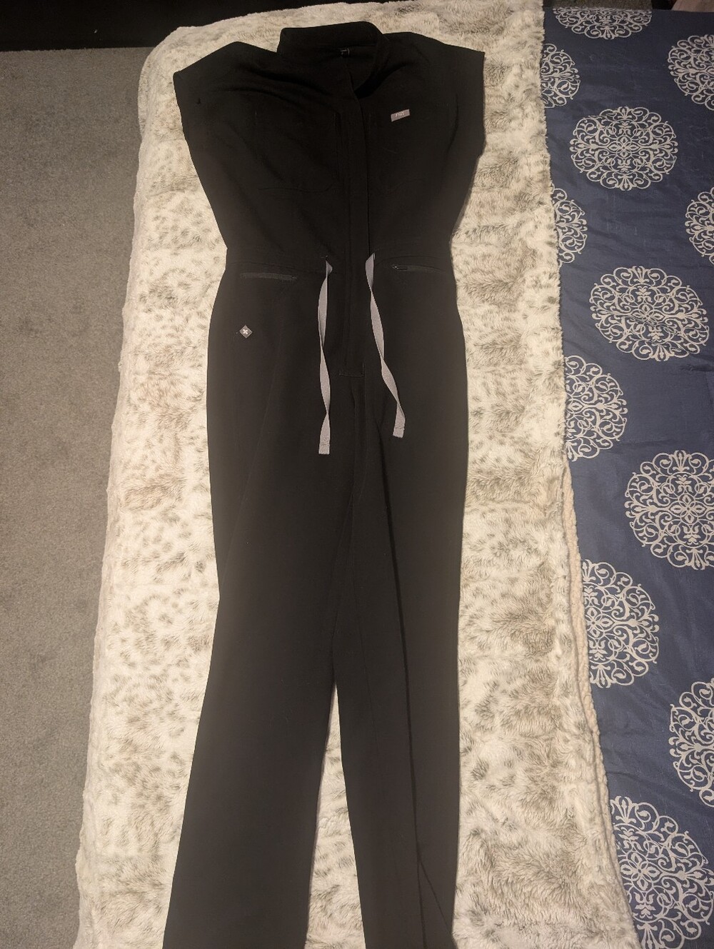 Figs Black Women's Rafaela Jumpsuit with White Drawstring